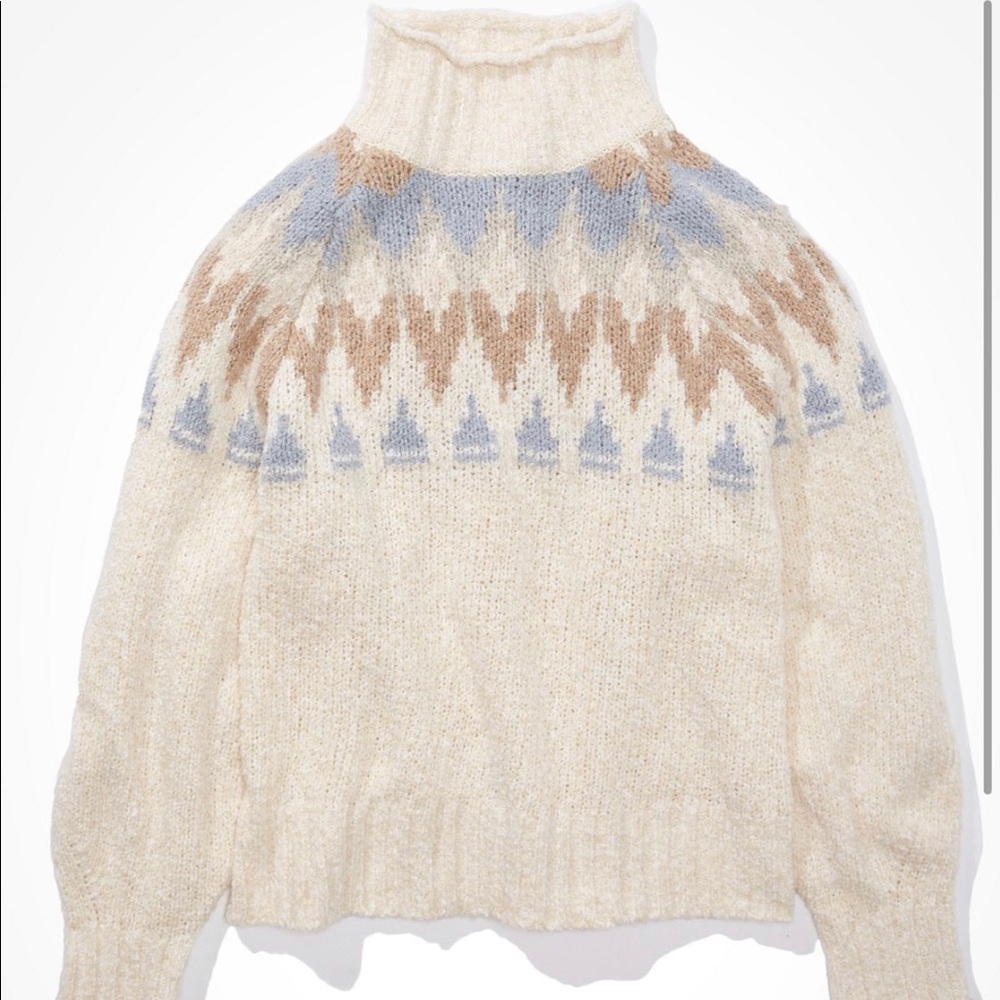 American Eagle Fair Aisle Mock Neck Sweater